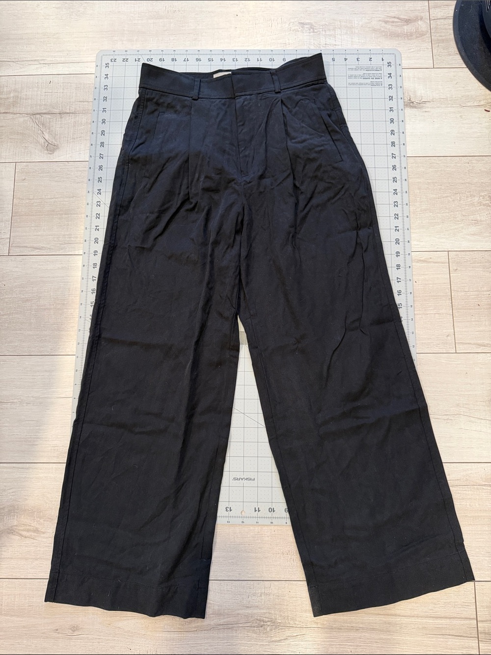 Everlane Black Wide-Leg Pleated Chinos
